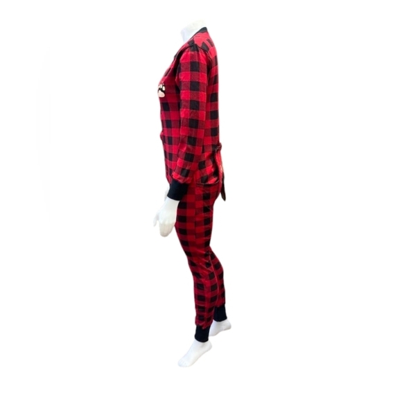 Lazy One Flapjacks NWT Long Johns Onsie Unisex Buffalo Plaid Size Small - Picture 3 of 8